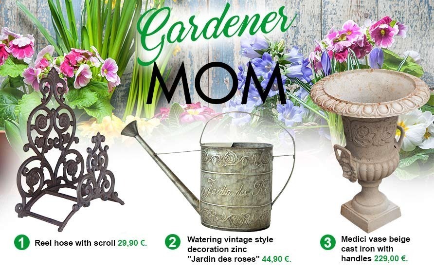 hose reel, watering can and Medici vase for Mom Planter